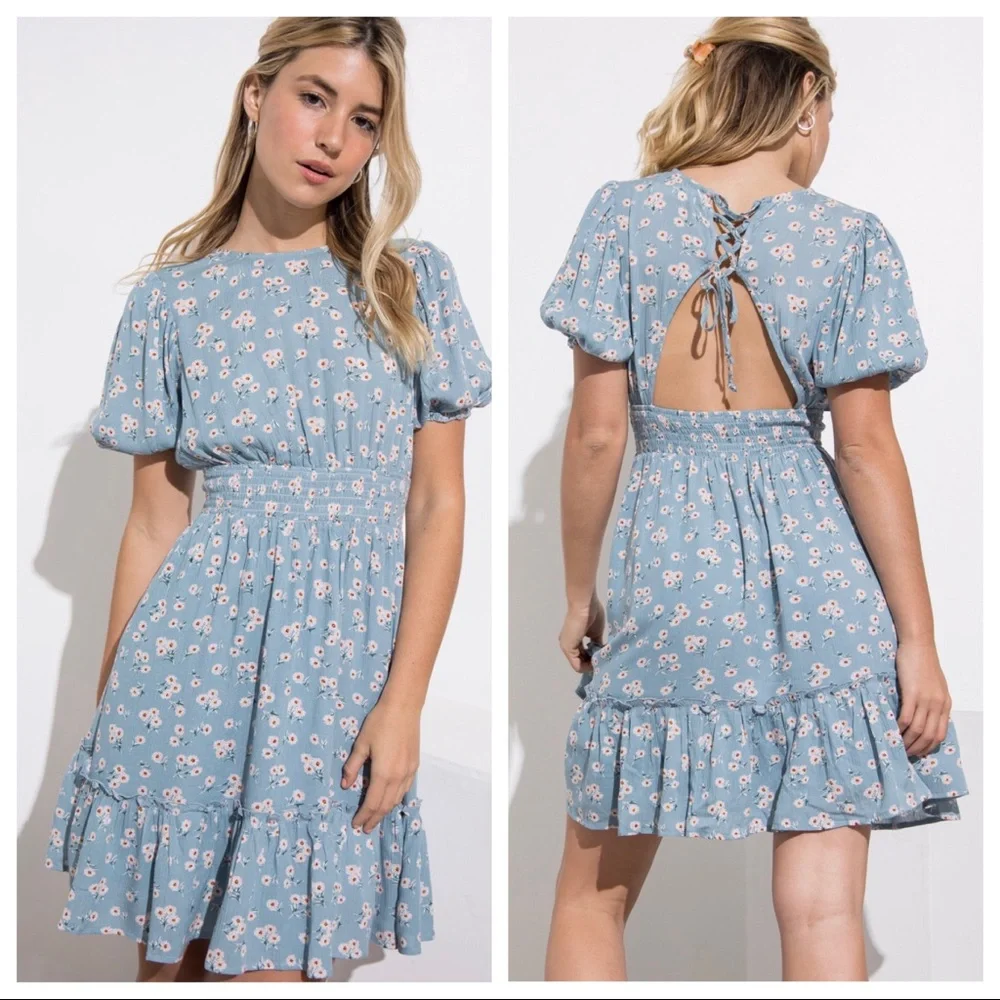 Paulina Floral Dress With Back Cut Out - Picture 3 of 3